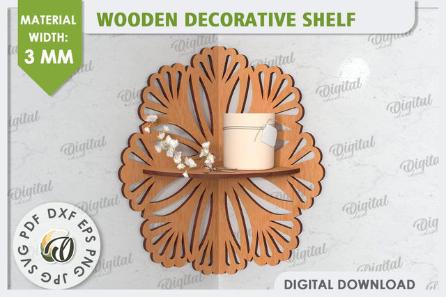 Corner Shelf Laser Cut. Wooden Decorative Shelf SVG SVG Evgenyia Guschina 