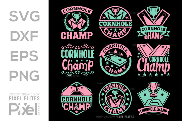 Cornhole Champ SVG Cornhole game Tshirt Bundle Cornhole Quote Design, PET 00105 SVG ETC Craft 