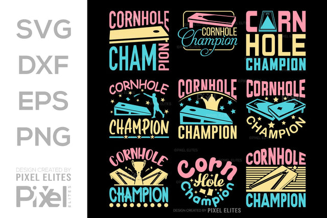 Cornhole Champion SVG Cornhole game Tshirt Bundle Cornhole Quote Design, PET 00101 SVG ETC Craft 