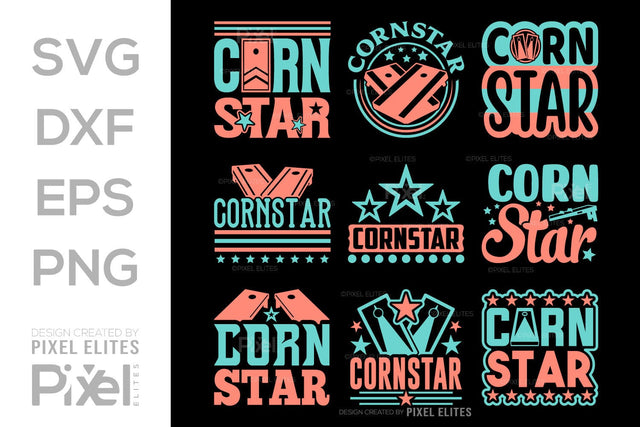 Cornstar SVG Cornhole game Tshirt Bundle Cornhole Quote Design, PET 00106 SVG ETC Craft 