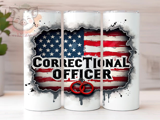 Correctional Officer 20oz Patriotic Tumbler, American Flag, Thin Gray Line Tumbler, 20oz Sublimation Wrap, Law Enforcement Tumbler, CO Pride Gift, Patriotic Officer Tumbler Sublimation Lara' s Designs 