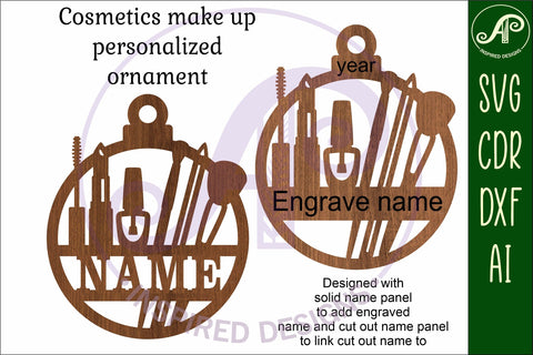 Cosmetics make up Christmas Ornament SVG laser cut SVG APInspireddesigns 