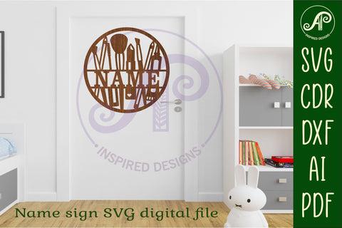 Cosmetics name sign svg laser cut template SVG APInspireddesigns 