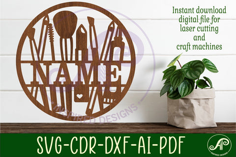 Cosmetics name sign svg laser cut template SVG APInspireddesigns 