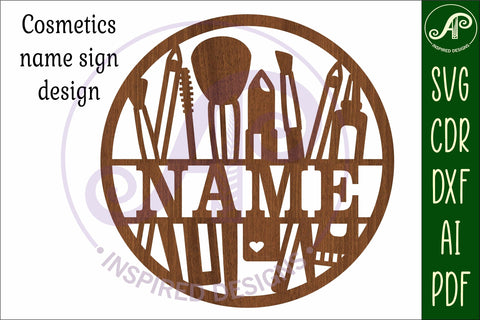 Cosmetics name sign svg laser cut template SVG APInspireddesigns 