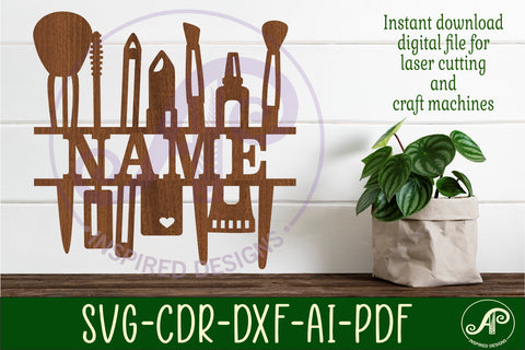 Cosmetics tools Name sign svg laser cut template SVG APInspireddesigns 