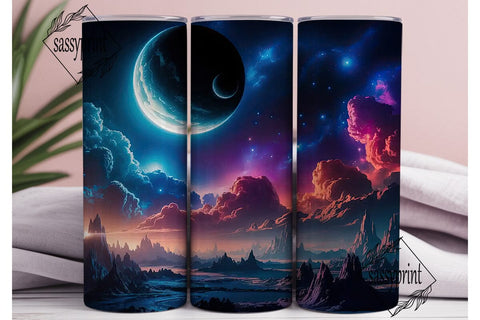 Cosmic Alien Landscape 20oz Tumbler Wrap Sublimation sassyprint 