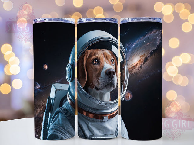Cosmic Astronaut Pup Tumbler Wrap, Cosmic Pet Design, Galaxy Dog Art, Astronaut Pet Portrait, Space Explorer Pup, Dog In Space Wrap, Celestial Dog Sublimation Sublimation SvggirlplusArt 