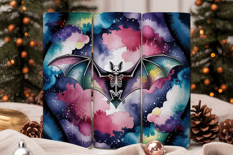Cosmic Bat Skeleton 20oz Tumbler Wrap Sublimation DesignSVG 