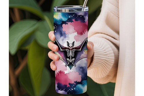 Cosmic Bat Skeleton 20oz Tumbler Wrap Sublimation DesignSVG 