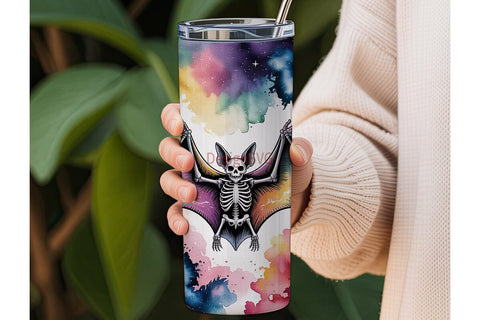 Cosmic Bat Skeleton 20oz Tumbler Wrap Sublimation DesignSVG 