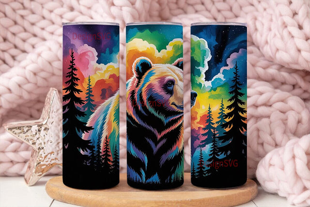Cosmic Bear 20oz Tumbler Wrap Sublimation DesignSVG 