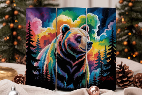Cosmic Bear 20oz Tumbler Wrap Sublimation DesignSVG 