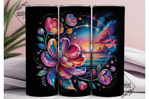 Cosmic Bloom 20oz Tumbler Wrap Sublimation sassyprint 