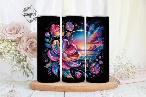Cosmic Bloom 20oz Tumbler Wrap Sublimation sassyprint 