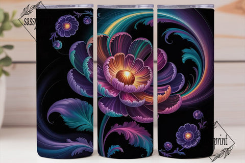 Cosmic Bloom 20oz Tumbler Wrap Sublimation sassyprint 