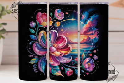 Cosmic Bloom 20oz Tumbler Wrap Sublimation sassyprint 