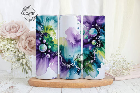 Cosmic Bubbles Purple Teal 20oz Tumbler Sublimation sassyprint 