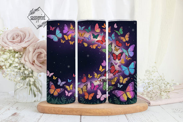 Cosmic Butterflies 20oz Tumbler Wrap Sublimation sassyprint 