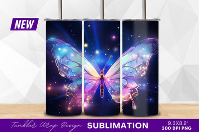 Cosmic butterfly with glittering wings tumbler png Sublimation Regulrcrative 