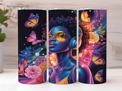 Cosmic Butterfly Woman 20oz Tumbler, Neon Futuristic Design, Butterfly Sublimation PNG, 20oz Tumbler Sublimation, Celestial Cup Wrap, Futuristic Sublimation Design, Digital Cosmic Woman Wrap Sublimation Lara' s Designs 