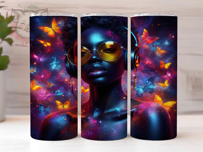 Cosmic Butterfly Woman 20oz Tumbler, Neon Futuristic Design, Butterfly Sublimation PNG, 20oz Tumbler Sublimation, Celestial Cup Wrap, Futuristic Sublimation Design, Digital Cosmic Woman Wrap Sublimation Lara' s Designs 