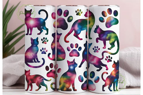 Cosmic Cats 20oz Tumbler Wrap Sublimation PixelChick 