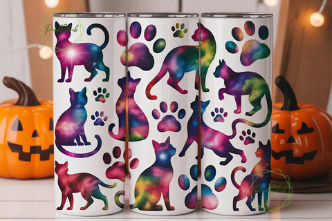 Cosmic Cats 20oz Tumbler Wrap Sublimation PixelChick 