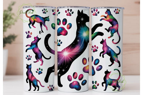 Cosmic Cats 20oz Tumbler Wrap Sublimation PixelChick 