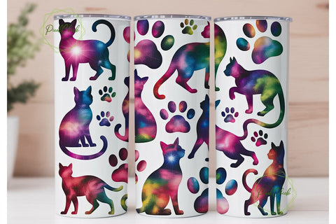 Cosmic Cats 20oz Tumbler Wrap Sublimation PixelChick 