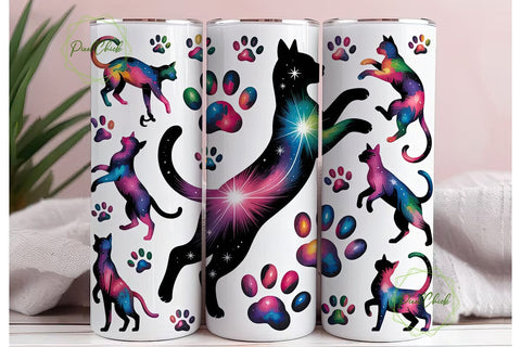 Cosmic Cats 20oz Tumbler Wrap Sublimation PixelChick 