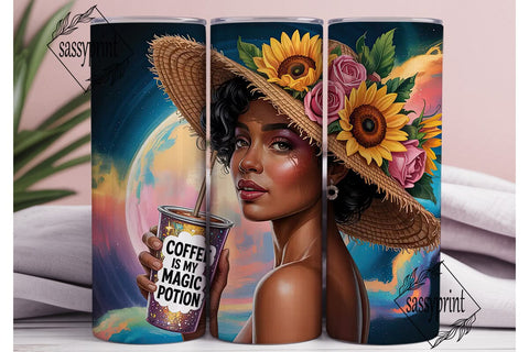 Cosmic Coffee Queen 20oz Tumbler Wrap Sublimation sassyprint 