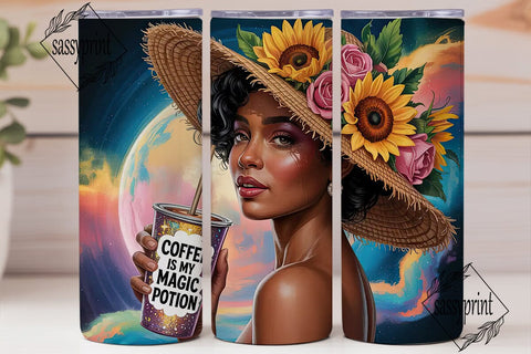 Cosmic Coffee Queen 20oz Tumbler Wrap Sublimation sassyprint 