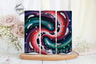 Cosmic Cow Print 20oz Tumbler Wrap Sublimation sassyprint 