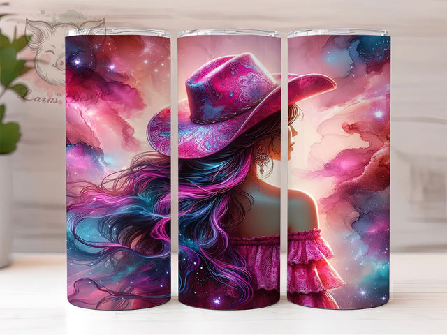 Cosmic Cowgirl 20oz Tumbler, Galaxy Starry Space Design, Space Vibes Sublimation, 20oz Tumbler PNG Wrap, Celestial Cup Wrap, Cosmic Sublimation Design, Digital Galaxy Cowgirl Wrap Sublimation Lara' s Designs 