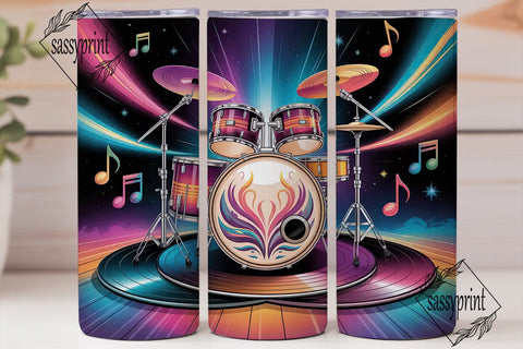 Cosmic Drum Set 20oz Tumbler Wrap Sublimation sassyprint 