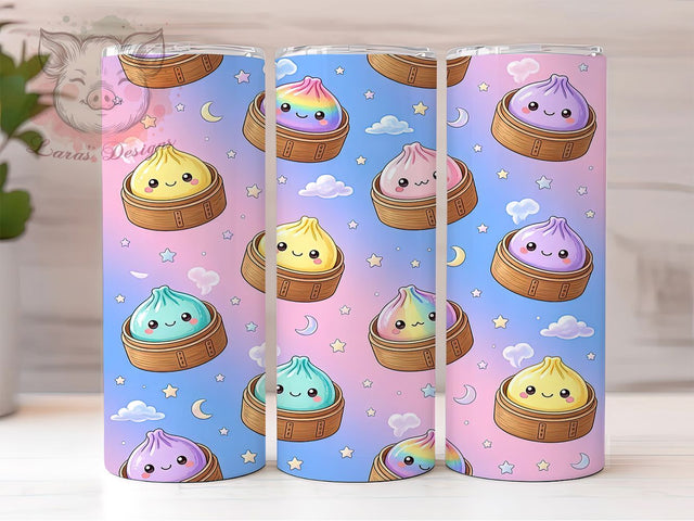 Cosmic Dumplings Pastel 20oz Tumbler, Cosmic Theme, Pastel Dumplings, Cute Faces, Dreamy Style, Whimsical Charm, Skinny Tumbler, Sublimation PNG Sublimation Lara' s Designs 