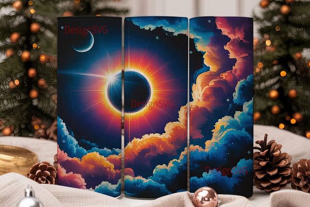 Cosmic Eclipse 20oz Tumbler Wrap Sublimation DesignSVG 