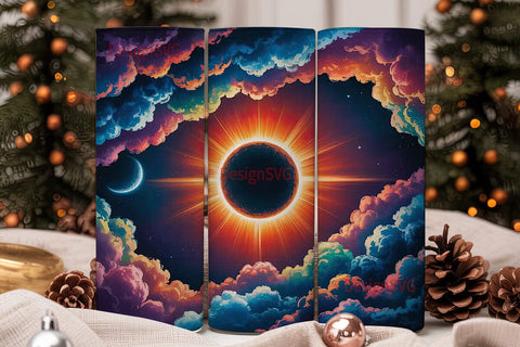 Cosmic Eclipse 20oz Tumbler Wrap Sublimation DesignSVG 