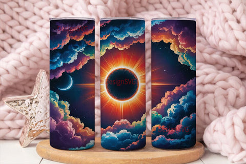 Cosmic Eclipse 20oz Tumbler Wrap Sublimation DesignSVG 
