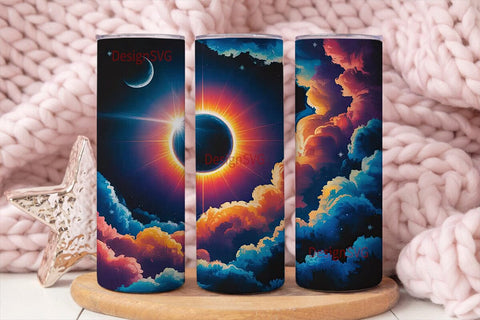 Cosmic Eclipse 20oz Tumbler Wrap Sublimation DesignSVG 