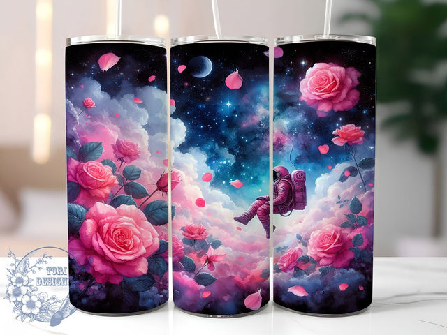 Cosmic Floral Astronaut Tumbler Wrap, Space Flower Design, Cosmic Floral Mug, Galaxy Theme Cup, Sci-Fi Astronaut Wrap, Space Lover Gift, Sublimation Tumbler Wrap Sublimation ToriDesigns 