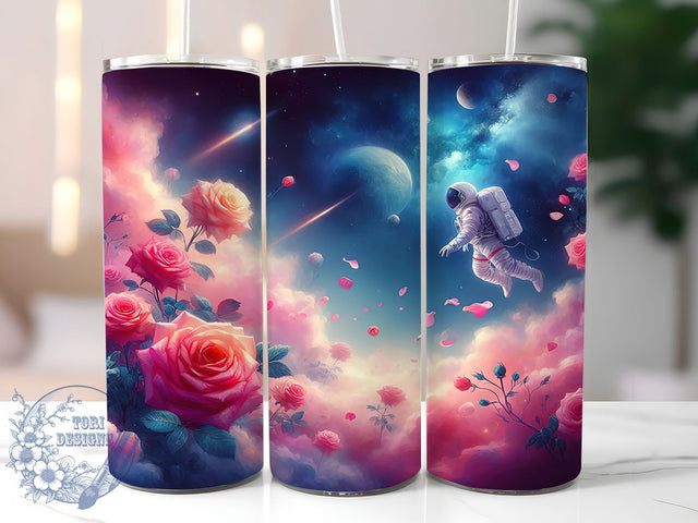 Cosmic Floral Astronaut Tumbler Wrap, Space Flower Design, Cosmic Floral Mug, Galaxy Theme Cup, Sci-Fi Astronaut Wrap, Space Lover Gift, Sublimation Tumbler Wrap Sublimation ToriDesigns 