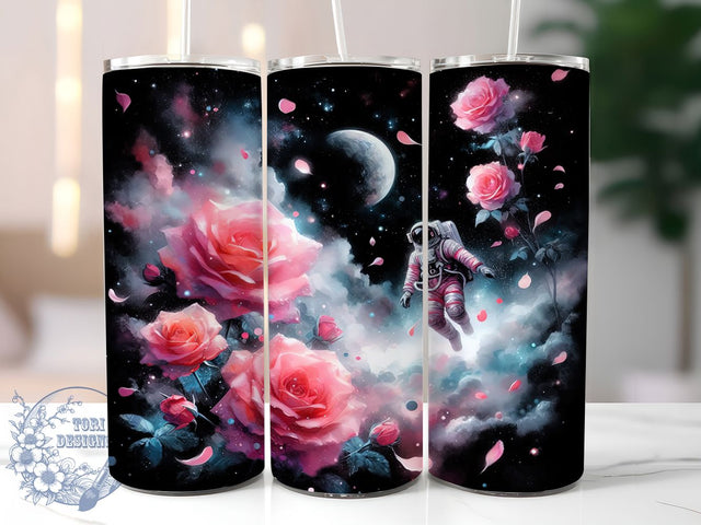 Cosmic Floral Astronaut Tumbler Wrap, Space Flower Design, Cosmic Floral Mug, Galaxy Theme Cup, Sci-Fi Astronaut Wrap, Space Lover Gift, Sublimation Tumbler Wrap Sublimation ToriDesigns 