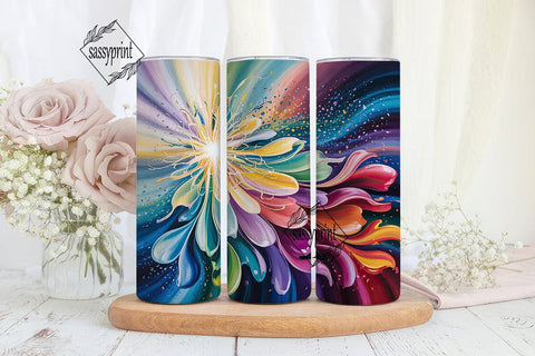 Cosmic Floral Burst Tumbler Wrap PNG Sublimation sassyprint 