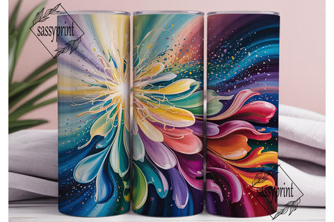 Cosmic Floral Burst Tumbler Wrap PNG Sublimation sassyprint 