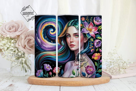 Cosmic Floral Goddess 20oz Tumbler Wrap Sublimation sassyprint 