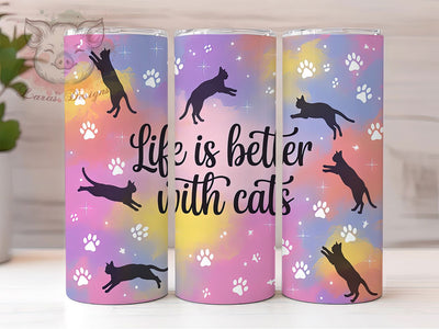 Cosmic Galaxy Cat Tumbler Wrap Gift, Space Cat Gift, Cat Mom Tumbler, Cosmic Pet Art, Sublimation Template, 20oz Tumbler Wrap, Cat Lover Gift Sublimation Lara' s Designs 