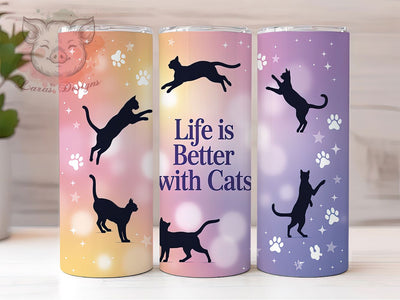 Cosmic Galaxy Cat Tumbler Wrap Gift, Space Cat Gift, Cat Mom Tumbler, Cosmic Pet Art, Sublimation Template, 20oz Tumbler Wrap, Cat Lover Gift Sublimation Lara' s Designs 