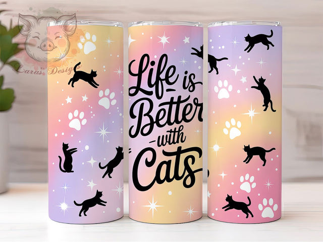 Cosmic Galaxy Cat Tumbler Wrap Gift, Space Cat Gift, Cat Mom Tumbler, Cosmic Pet Art, Sublimation Template, 20oz Tumbler Wrap, Cat Lover Gift Sublimation Lara' s Designs 